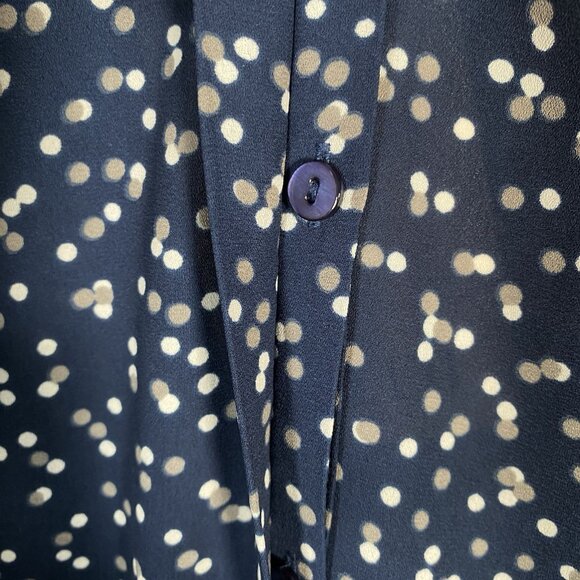 NYDJ Pintuck Pleat Back Blouse Plus Size 1X Pisco Polka Dot Blue White 3/4 Sleev - Picture 5 of 15
